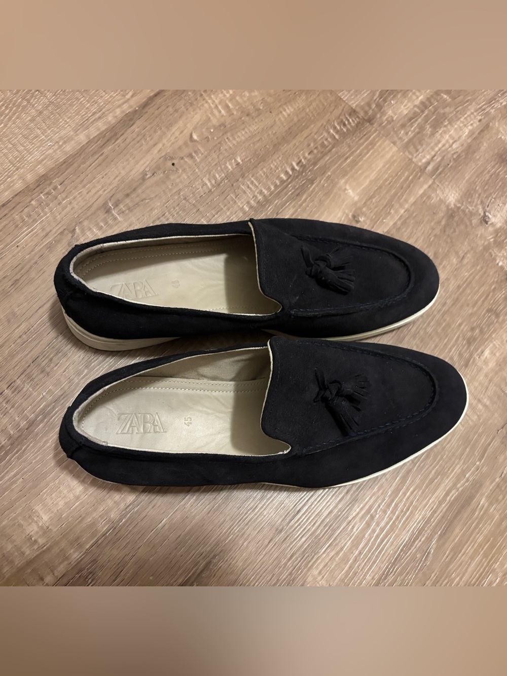 Zara Black Suede Tassel Slip-On Penny Loafers Dress Shoes
